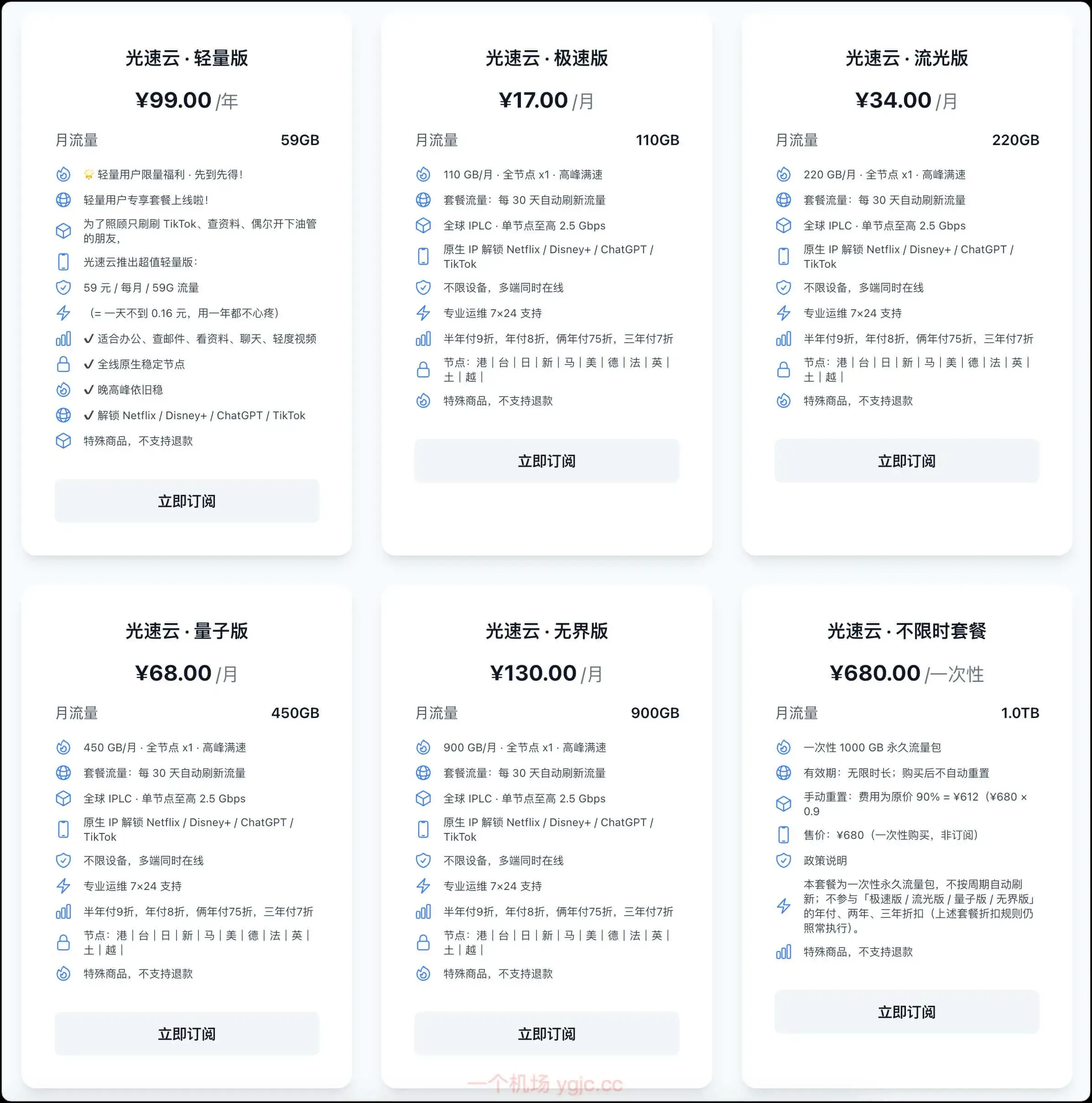 光速云套装13.6元/月