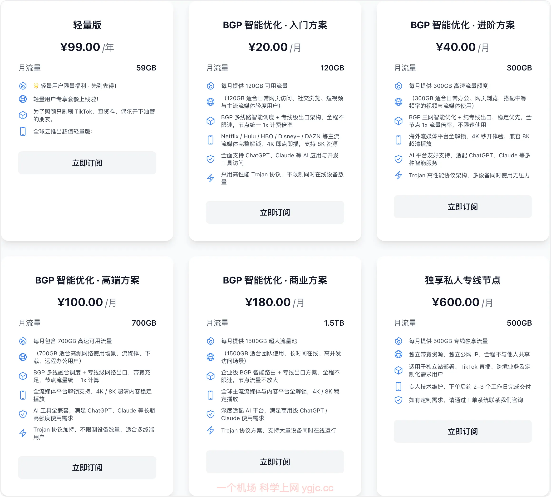 全球云机场套餐价格